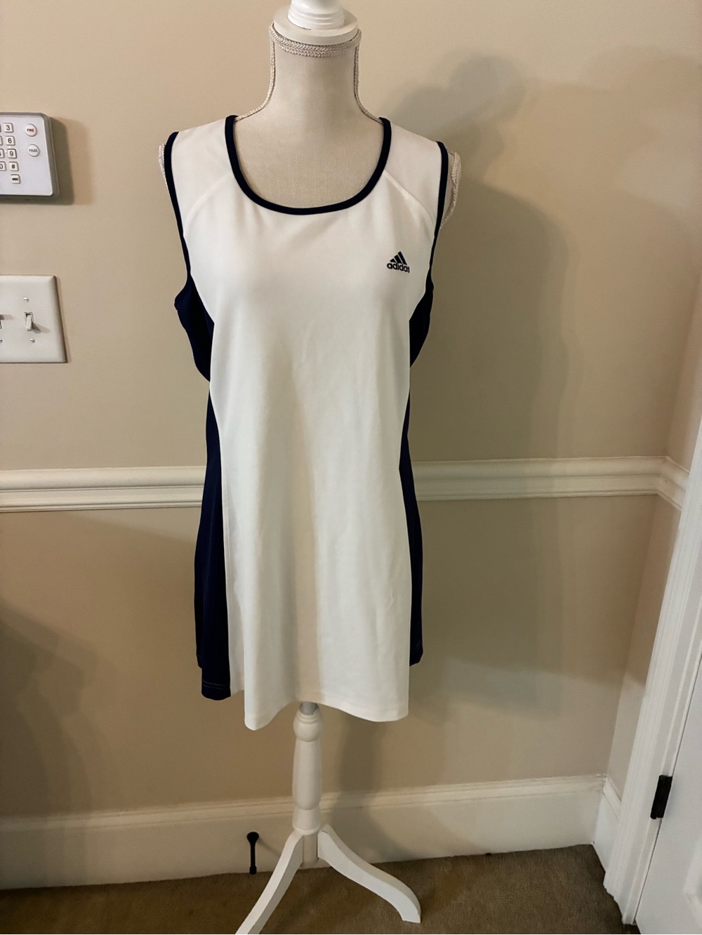 adidas White and Navy Athletic Tank Dress